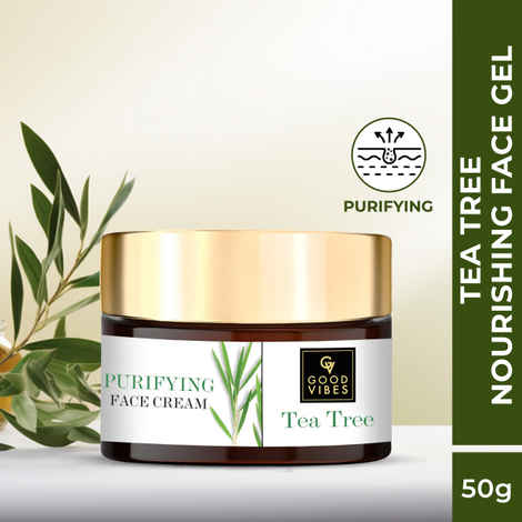 Buy Good Vibes Tea Tree Purifying Face Cream | Lightening, Hydrating, Anti-Acne | No Parabens, No Sulphates, No Mineral Oil, No Animal Testing (50 gm) - Purplle