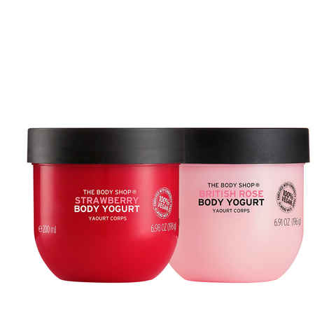 Buy The Body Shop Body Yogurt Combo | Strawberry and British Rose (200ml x 2) - Purplle
