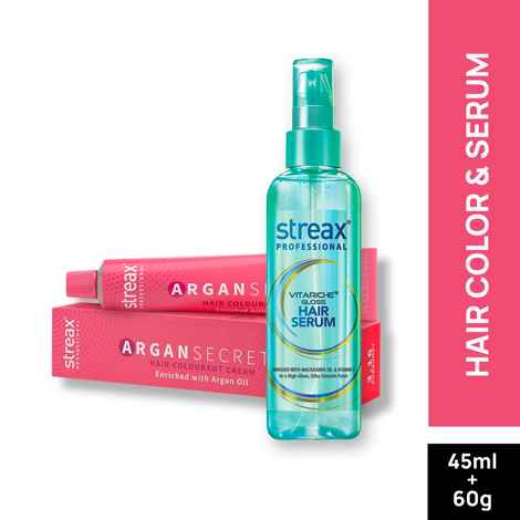 Buy Streax Professional Vitariche Gloss Hair Serum + Argan Secret Hair Colourant Cream - Burgandy 3.26 (45 ml + 60 g ) - Purplle