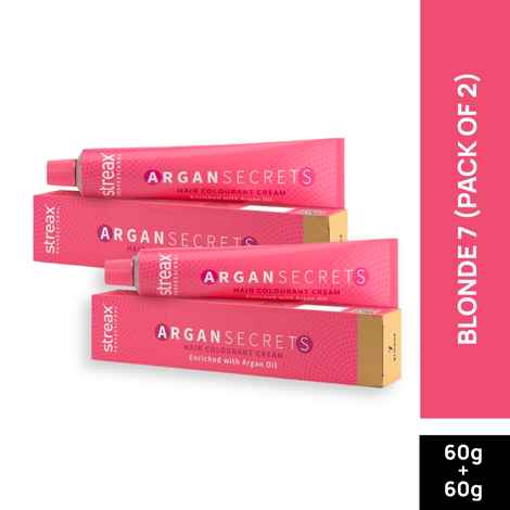 Buy Streax Professional Argan Secret Hair Colourant Cream - Blonde 7 (60 gm) (Pack of 2) - Purplle
