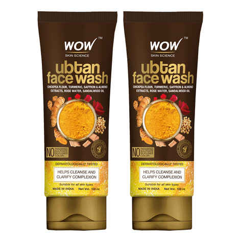 Buy WOW Skin Science Ubtan Face Wash For Oily Skin- Tan Removal and Skin Brightening - No Parabens, Sulphate, Silicones & Color, 100 mL (Pack of 2) - Purplle