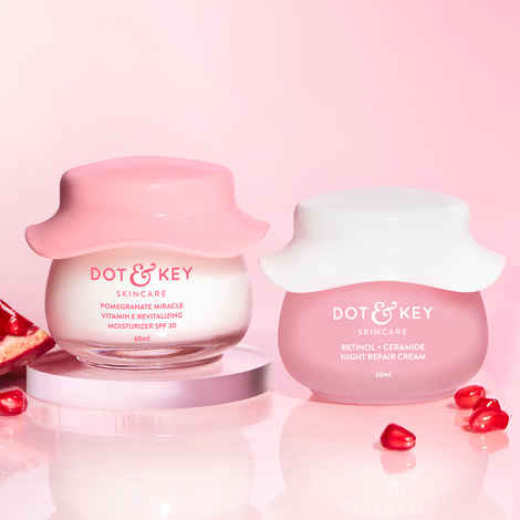 Buy Dot & Key AM PM Routine with Retinol & Pomegranate|Moisturizer,Night Repair Cream Combo of 2 - Purplle