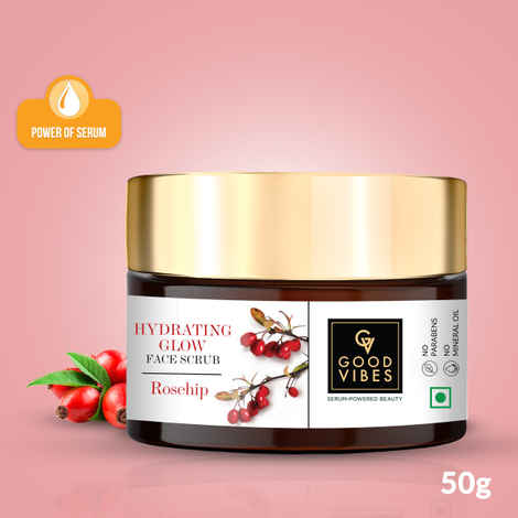 Buy Good Vibes Rosehip Skin Glow Face Scrub | Cleansing, Moisturizing | With Almond Oil | No Parabens, No Sulphates, No Mineral Oil (50 gm) - Purplle
