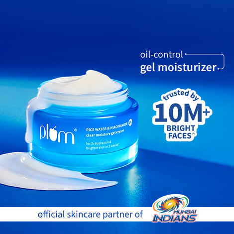 Plum 2% Niacinamide & Rice Water Daily Brightening Gel Face Moisturizer, Oil Free Hydration | 50 gm
