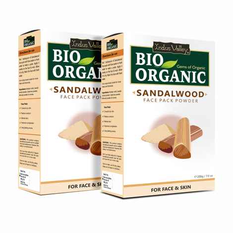 Indus Valley Natural & Organic Sandalwood Powder Face Pack for Glowing skin-Pack of 2 200gm+200gm