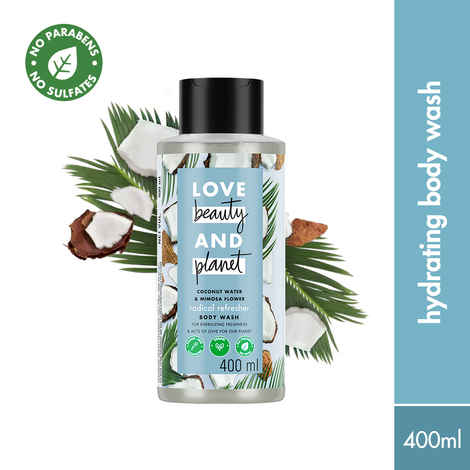 Love Beauty & Planet Natural Coconut Water and Mimosa Sulfate Free Body Wash, 400 ml