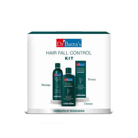 Buy Dr.Batra`s Hair Fall Control Kit (525 ml) with Hair Oil (200 ml), Shampoo (200 ml) and Hair Fall Control Serum (125 ml) - Purplle