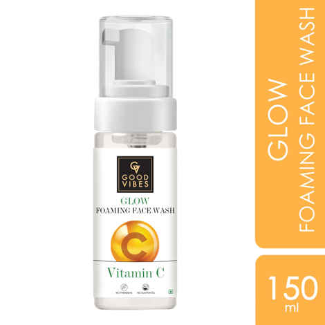 Buy Good Vibes Vitamin C Glow Foaming Facewash | Moisturizing, Pore Minimizing | No Parabens, No Sulphates, No Mineral Oil, No Animal Testing (150 ml) - Purplle