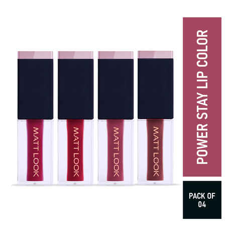 Buy Mattlook 4 Power Stay Lip Colour Matt Liquid Lipsticks, Lip Gloss Creamy, Non Transfer, High Pigment, Long Lasting, Water & Smudge Proof - Lovefest (2.5 ml x 4 Pcs) - Pack of 4 - Purplle