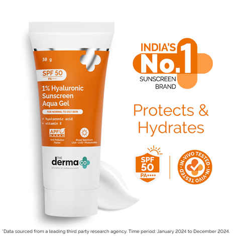 Buy The Derma Co. 1% Hyaluronic Sunscreen Aqua Gel with SPF 50 & PA++++ - 30 gm - Purplle