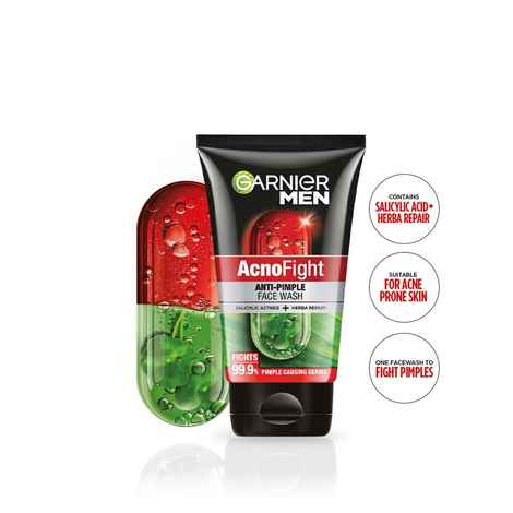 Buy Garnier Men Acno Fight Anti Pimple Face Wash, Anti Pimple Face Wash with Salicylic Acid and Herba Repair, Suitable for all Skin Types, 100 gm - Purplle