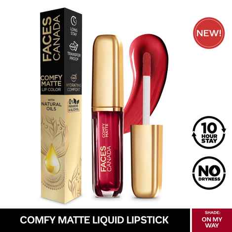 Buy Faces Canada Comfy Matte Lip Color | Comfortable 10 Hours Longstay | Matte Finish | With natural Oils | On My Way 01 3ml - Purplle
