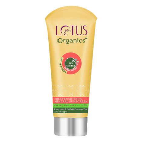 Buy Lotus Organics+ Sheer Brightening Mineral Sunscreen | Non Greasy & Lightweight | SPF 50 | PA+++ | 100g - Purplle