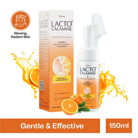 Buy Lacto Calamine Vitamin C Foaming Face wash| Brightens skin & control blackheads & whiteheads| With Built-in foaming Brush|Sulphate free face wash| Paraben Free| 150 ml - Purplle