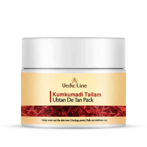 Buy Vedicline Kumkumadi Tailam De Tan Ubtan, Fades Tan, Blemishes & Pigmentation With Sesame Seed Oil And Aloe Barbadensis Leaf Juice For Dewy Glow Skin, 100 ml - Purplle