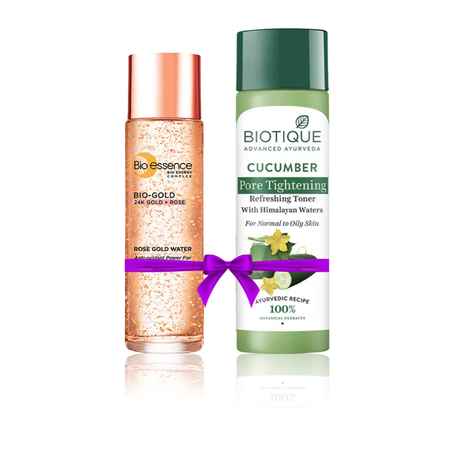 Buy Biotique Cucumber Pore Tightening Refreshing Toner (120 ml) + Bio-essence Bio-Gold Rose Gold Water Essence (100 ml) speacial combo - Purplle
