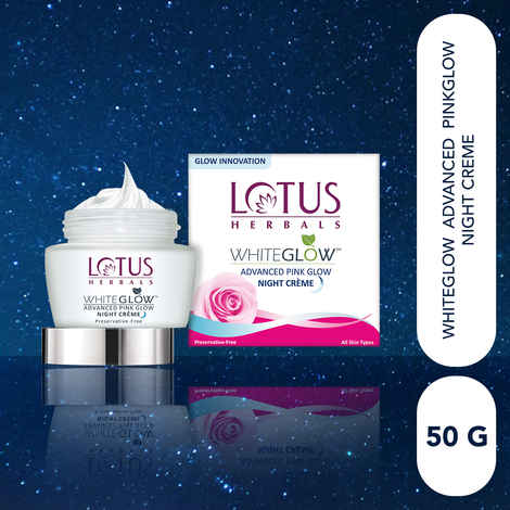 Buy Lotus Herbals Whiteglow Advanced Pink Glow Night Cream | Intense Hydration | Preservative Free | For All Skin Types | 50 gm - Purplle