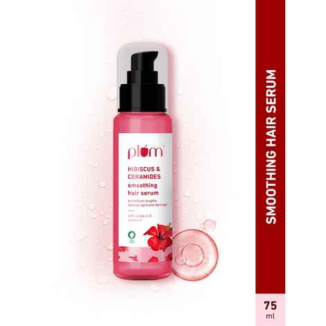 Buy Plum Hibiscus & Ceramides Smoothing Hair Serum|Smoothens,Controls Frizz |Paraben-Free| 100% vegan - 75 ml - Purplle