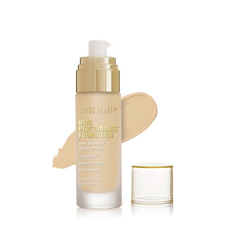 Swiss Beauty High Performance Foundation | Water-Resistant | Medium to Buildable Coverage | Lightweight | Easy to Blend | With Vitamin C & Niacinamide|6 Medium Beige 55 gm