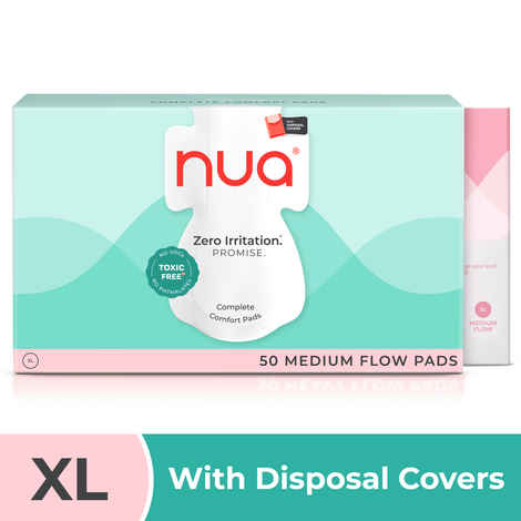 Buy Nua Ultra Thin Rash Free Sanitary Pads Bulk Pack, 50 Large Pads || Zero Toxins || Free Disposal Cover (Pack of 50 Pads) - Purplle