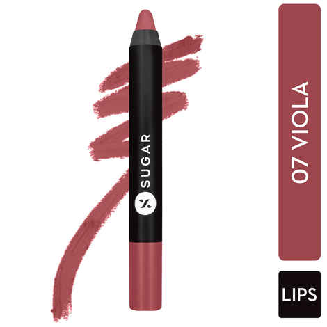 Buy SUGAR Cosmetics Matte as Hell Crayon Lipsticks for Women | Lasts Up To 8+ Hours | Lip Crayon with Sharpener | 2.5gm - 07 Viola - Purplle