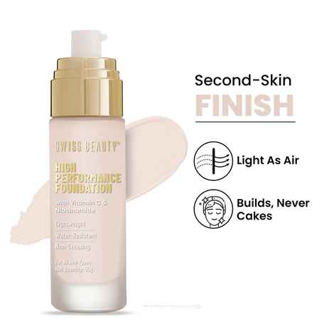Buy Swiss Beauty High Performance Foundation | Water-Resistant | Medium to Buildable Coverage | Lightweight | Easy to Blend | With Vitamin C & Niacinamide|1 White-Ivory 55 gm - Purplle