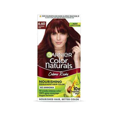 Buy Garnier Color Naturals Creme hair color, Shade 6.60 Intense Red, ( 70 ml + 60 g) - Purplle