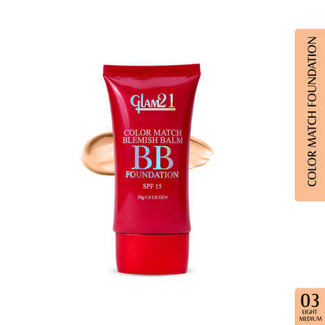 Buy Glam21 Color Match BB Foundation SPF15 I Dual Purpose of Foundation & Sunscreen Blemish-free Glow | Non-cakey Daily Use | Non-greasy & Lightweight | Long-lasting Radiant Makeover| 30 gm - 03 Light Medium - Purplle