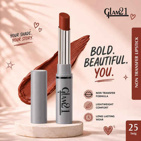 Buy Glam21 Long Lasting Non-Transfer Lipstick|Creamy Matte Formula - 2.8 gm | Twig-25 - Purplle