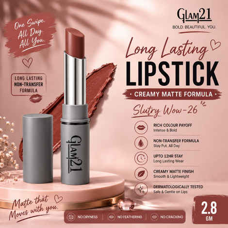 Buy Glam21 Long Lasting Non-Transfer Lipstick|Creamy Matte Formula - 2.8 gm | Slutry Wow-26 - Purplle