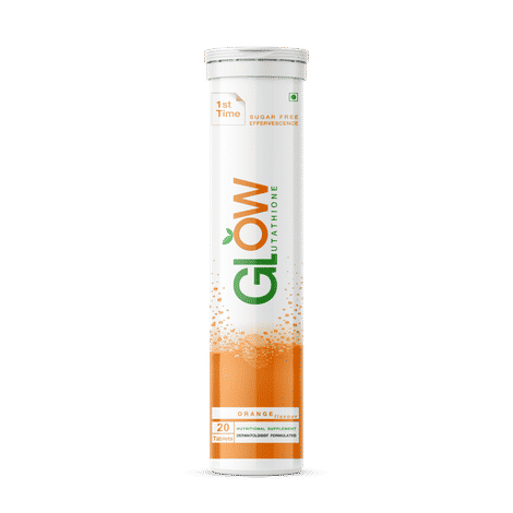 Buy Glow Glutathione 2 in 1 Dermatologist Formulated Japanese L-Glutathione 500 mg + Vitamin C 1000 mg, Antioxidant for Skin Glow, Immune Booster, Detoxifier, 20 Sugar Free Effervescent Tablets (Orange Flavour Drink) - Purplle