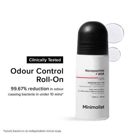 Buy Minimalist Nonapeptide + AHA 06% Underarm Roll On Controls Odour & Fades Darkness 40 ml - Purplle