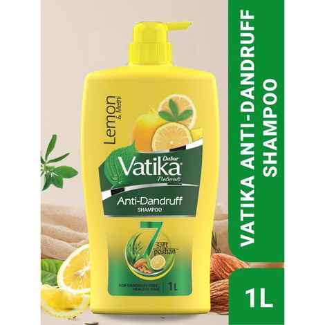 Buy Dabur Vatika Lemon Anti-Dandruff Shampoo - 1L | Reduces Dandruff from 1st wash | Moisturises Scalp | Provides Gentle Cleansing, Conditioning & Nourishment to Hair - Purplle