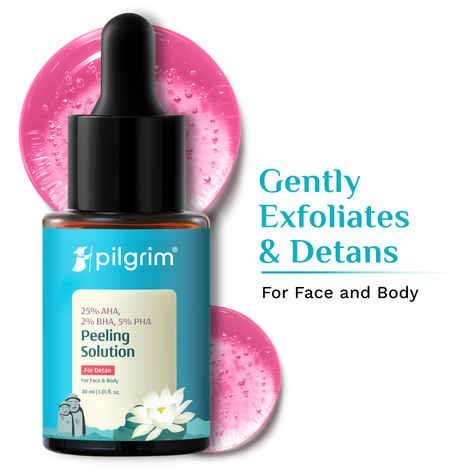 Buy Pilgrim 25% AHA 2% BHA 5% PHA Face Peeling Solution Detan & Exfoliate Dead Skin For Glowing Skin | For Men & Women | Face Pigmentation Acne Marks & Blemishes 30 ml - Purplle
