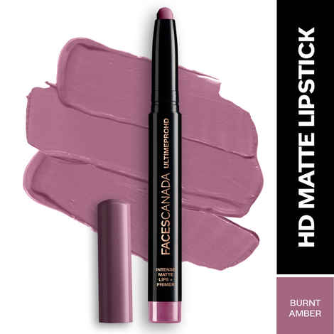 Buy FACES CANADA Ultime Pro HD Intense Matte Lipstick + Primer - Burnt Amber, 1.4 gm | 9HR Long Stay | Feather-Light Comfort | Intense Color | Smooth Glide - Purplle
