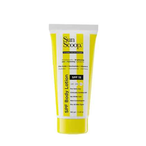 Buy SunScoop SPF Body Lotion With UV Filter, SPF 15 & No White Cast -Brightening, Anti-Ageing - SPF 15 PA+++ (180 gm) - Purplle