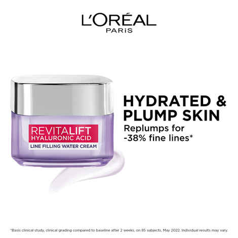 Buy L'Oreal Paris Revitalift Hyaluronic Acid Line Filling Water Cream (50 ml) | Face Cream for Hydrated and Radiant Skin - Purplle