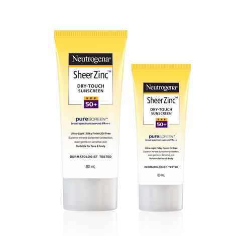 Buy Neutrogena Sheer Zinc SPF 50+ 80ml & Ultra Sheer SPF 50+ 30ml combo - Purplle