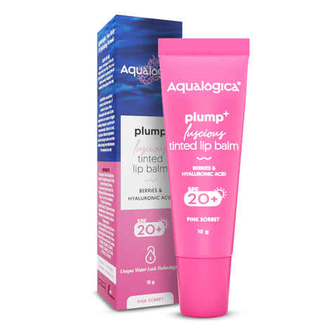 Buy Aqualogica Pink Sorbet Plump+ Luscious Tinted SPF 20+ Lip Balm with Berries & Hyaluronic Acid - 10 gm - Purplle