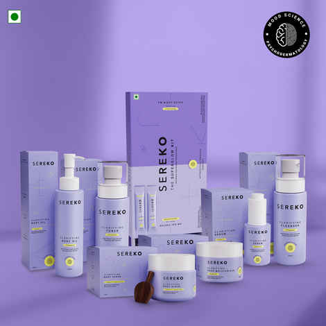 Buy SEREKO Vitamin C Complete Regime Sereko Calrifying Cleanser + Toner + Face Moisturiser + Serum + Body Scrub + Body Oil + Super Glow Kit 600 Gms - Purplle