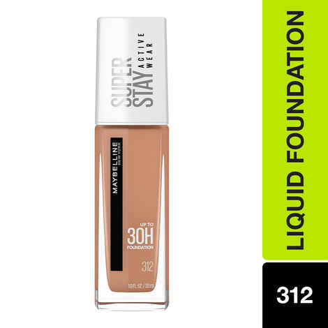 Buy Maybelline New York Super Stay Full Coverage Active Wear Liquid Foundation, Matte Finish with 30 HR Wear, Transfer Proof, 312, Golden, 30ml - Purplle