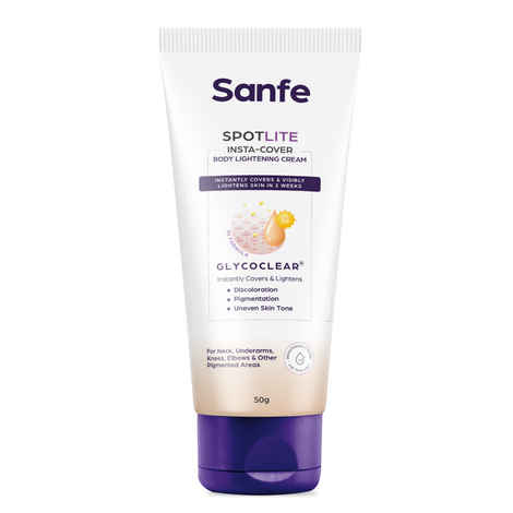 Buy Sanfe Spotlite Insta-Cover Body Lightening Cream For Dark Underarms, Neck & Joints | Enriched With Glycolic Acid & SPF 30 Lightens The Skin In 2 Weeks 50 gm - Purplle
