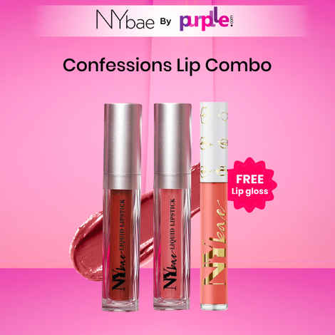 Buy NY Bae Confessions Lipstick | Free Lip Gloss| Moisturizing | Long Lasting | Brown & Nude Lipstick Shades Combo | Pack of 3 (11.8 ml) - Purplle