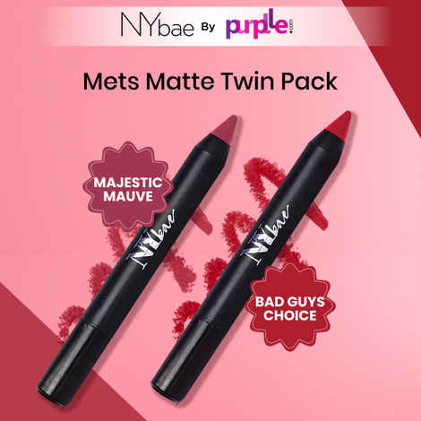 Buy NY Bae Mets Matte Twin Pack | Lip Combo | Lip Crayon | Matte Lipstick | Moisturizing | Long Lasting | Nude & Mauve Shades (5.6 gm) - Purplle