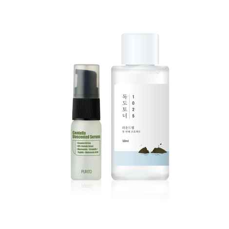 Buy Round lab Bestselling Korean Serum+ Toner Mini Combo | PURITO Unscented Serum (15ml) and Round Lab DOKDO Toner (50ml) - Purplle