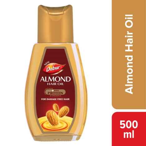 Buy Dabur Almond Hair Oil -A 500 mlA | Provides Damage Protection | Non Sticky Formula | ForAA Soft & Shiny Hair | With Almonds, Keratin Protein, Soya Protein & 10X Vitamin E - Purplle