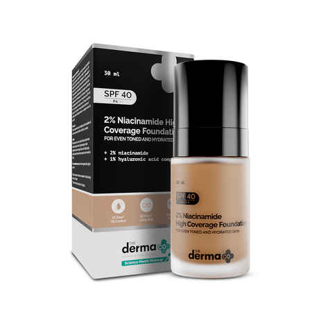 Buy The Derma Co. 2% Niacinamide High Coverage Foundation With 1% Hyaluronic Acid & SPF 40 PA+++ for 12 Hour Long Stay - 06 Beige - 30 ml - Purplle