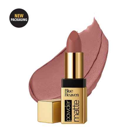 Blue Heaven Powder Matte Lipstick for Women | Highly Pigmented | Light Weight | Creamy & Comfortable Buttery Texture | Luxe Matte Finish | Woody Flush | 3.5 gm