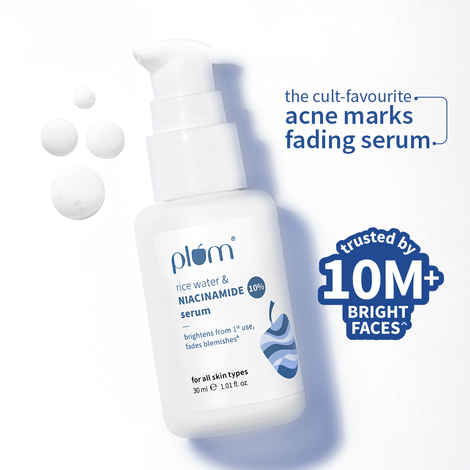 Plum 10% Niacinamide Face Serum with Rice Water for Blemish-Free, Clear & Bright Skin (30 ml)