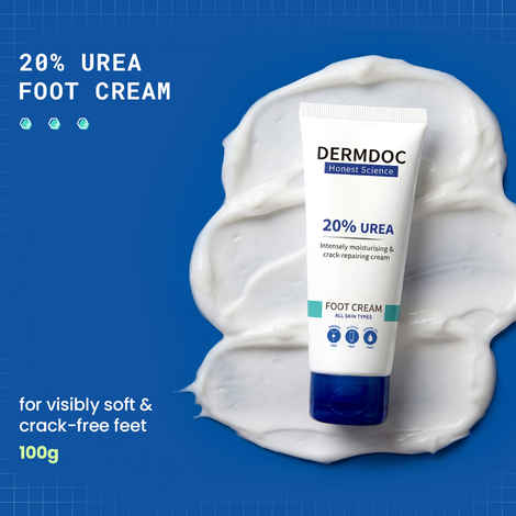 Buy DERMDOC by Purplle 20% Urea Foot Cream (100 gm) | cream for cracked heels | foot crack cream | dry heels | crack repair cream | large pack size - Purplle